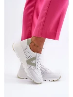 Dámské kožené lehké sportovní boty béžové model 21655443 - VINCEZA