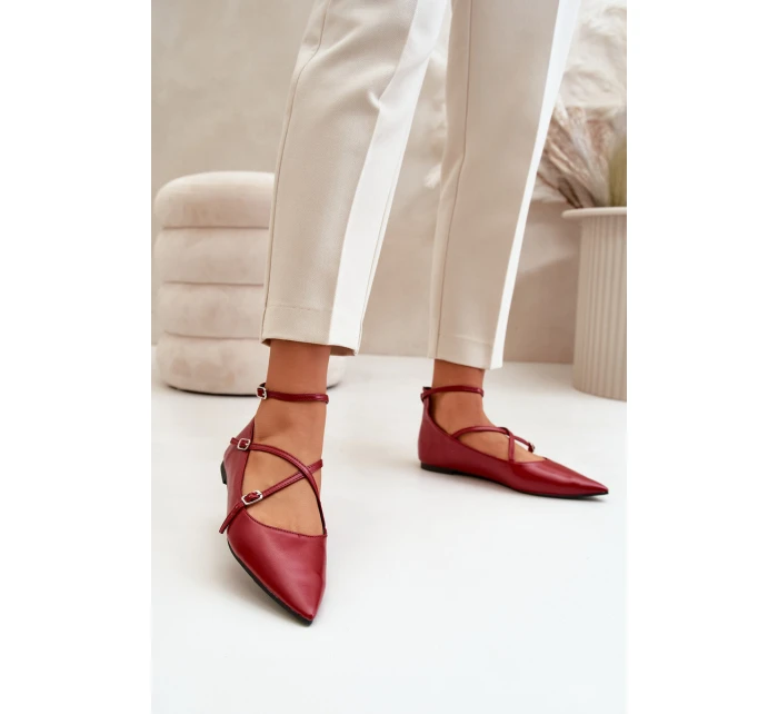 Dámské baleríny se a pásky bordové model 21670189 - Boto Dámské baleríny se a pásky bordové model 21670189 - Boto