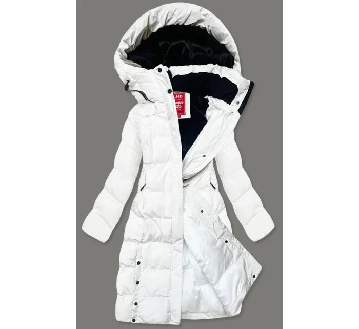 DŁUGA ZIMOWA KURTKA DAMSKA NA BIAŁA model 21245075 - LHD