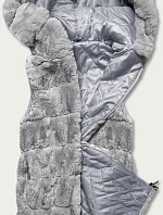 Šedá kožušinová vesta s kapucňou (B8059-9)