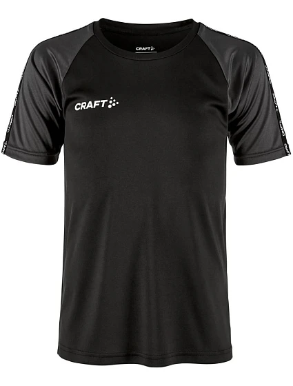 Craft Teamwear Squad Go Contrast Jersey Jr. Detské kontrastné športové tričko 82.2727 čierne/granitové Craft Teamwear Squad Go Contrast Jersey Jr. Detské kontrastné športové tričko 82.2727 čierne/granitové