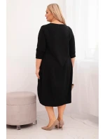 Dámská bavlněná sukýnka Plus Size s ohrnutým rukávem a kapsami černá Dámská bavlněná sukýnka Plus Size s ohrnutým rukávem a kapsami černá