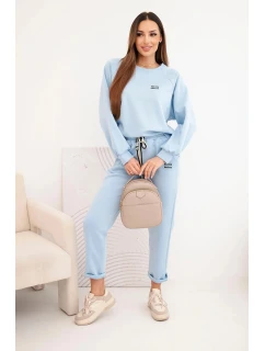 Dámská souprava z viskózy s mikinou a kalhotami modrý