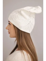 Dámska zimná vlnená čiapka s dvojitým okrajom K426 oranžová