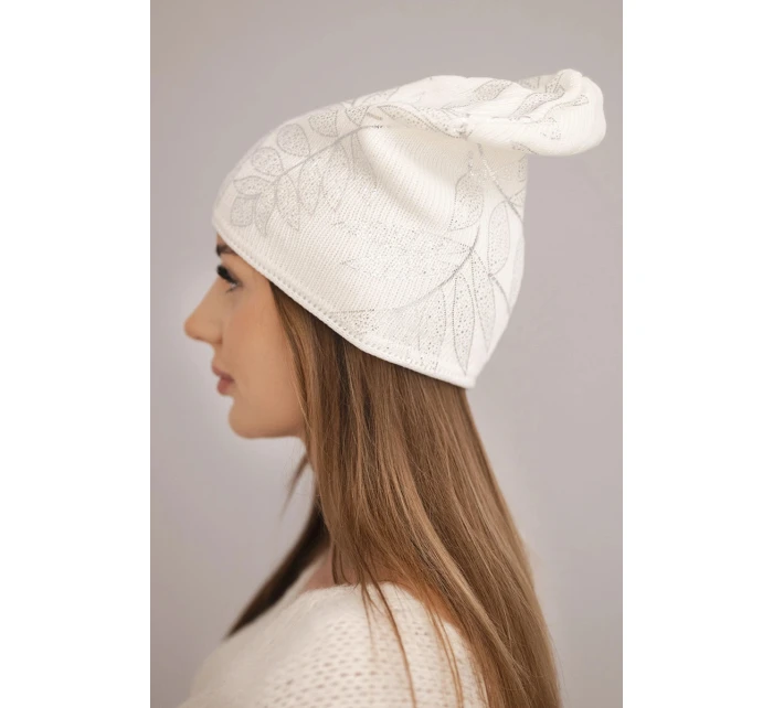 Dámska zimná vlnená čiapka s dvojitým okrajom K426 oranžová