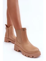 Dámské kožené botky se zdobením Bežové model 21633828 - Boto Dámské kožené botky se zdobením Bežové model 21633828 - Boto