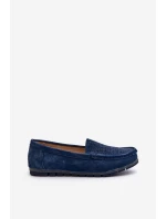 Dámské modré semišové mokasíny model 21659563 - S.Barski Dámské modré semišové mokasíny model 21659563 - S.Barski