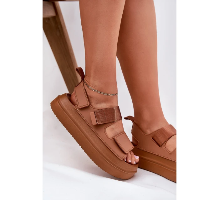 Sandały Damskie Na Platformie Z Rzepami Camel Nitepira