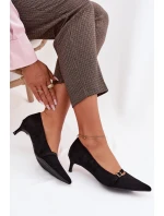 Dámské lodičky na nízkém podpatku s ozdobným páskem Černé model 22037735 - Boto