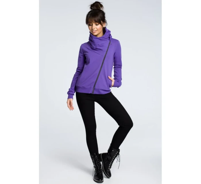 model 18001783 Mikina s kapucí na zip fialová - BeWear