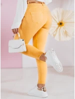 CLARET dámske džínsové nohavice s opaskom žlté FashionStreet UY2454 CLARET dámske džínsové nohavice s opaskom žlté FashionStreet UY2454