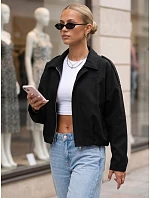 Krátka dámska prechodná látková bunda, čierna, FashionStreet TY5955