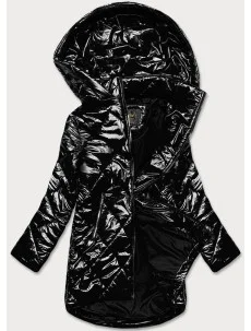 Lesklá čierna prešívaná dámska bunda (LD7259BIG)