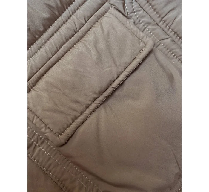 Béžová páperová dámska vesta (B8153-12)