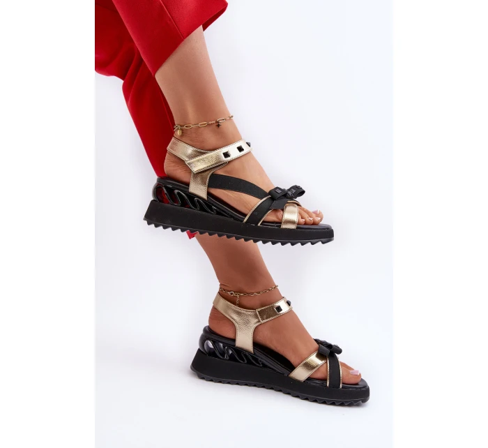 Sandały Damskie Z Kokardką D&A CR956 Złote