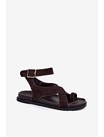 sandály z přírodního semiše  Čokoládové model 22140913 - D&A