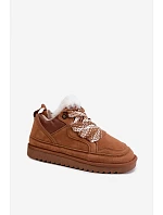 Kožené semišové snehule s kožušinou Vinceza 97974 Camel