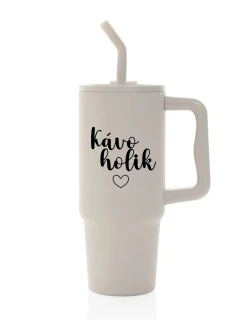 KÁVOHOLIK - béžový cestovní termohrnek 900 ml