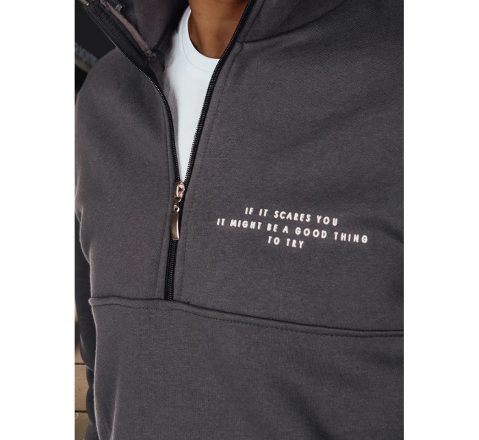 Pánska grafitová mikina s potlačou FashionStreet BX5888