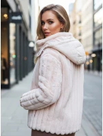 Dámská kožešinová bunda s kapucí růžová Dstreet model 21995147 - FashionStreet
