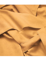 Horčicový dámsky minimalistický kabát (747ART)