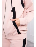 Športová sada s pruhmi tmavo púdrovo ružová