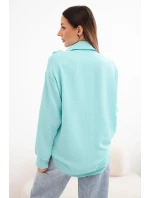 Dámske viskózové tričko s dlhými rukávmi a volánmi mätovej farby