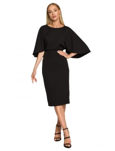 M700 Puzdrové šaty s kimonovými rukávmi - čierne