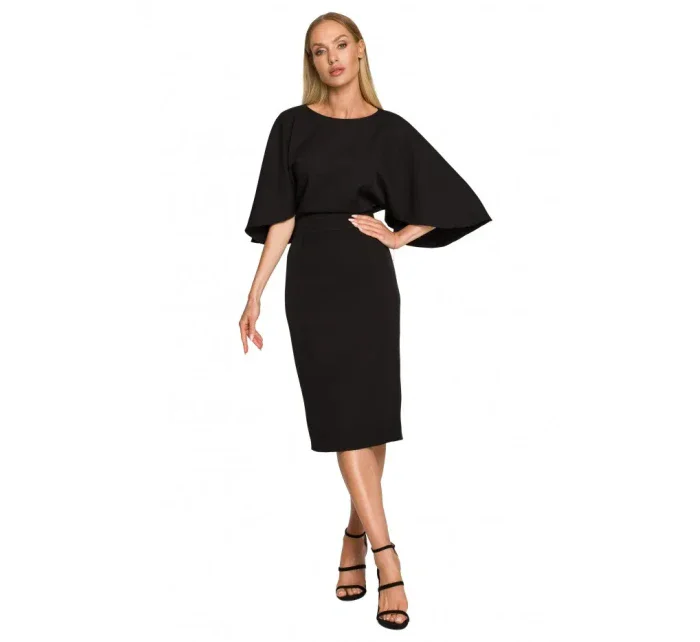 M700 Puzdrové šaty s kimonovými rukávmi - čierne