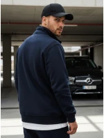 Pánska mikina na zips bez kapucne tmavomodrá BX4567