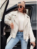 Dámska semišová bunda LEVERINO s ovčou kožou biela FashionStreet TY4732