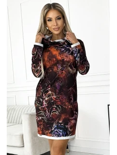 Teplé dámské šaty s vzorem a s rolákem model 19342535 - numoco