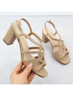 Béžové dámské sandály na jehlovém podpatku Sergio model 21904870 - LEONE