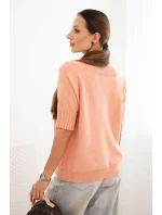 Dámsky viskózový sveter s krátkym rukávom tmavo marhuľový