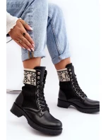 Damskie Botki Workery Ze Skarpetą Czarne Hakina Damskie Botki Workery Ze Skarpetą Czarne Hakina