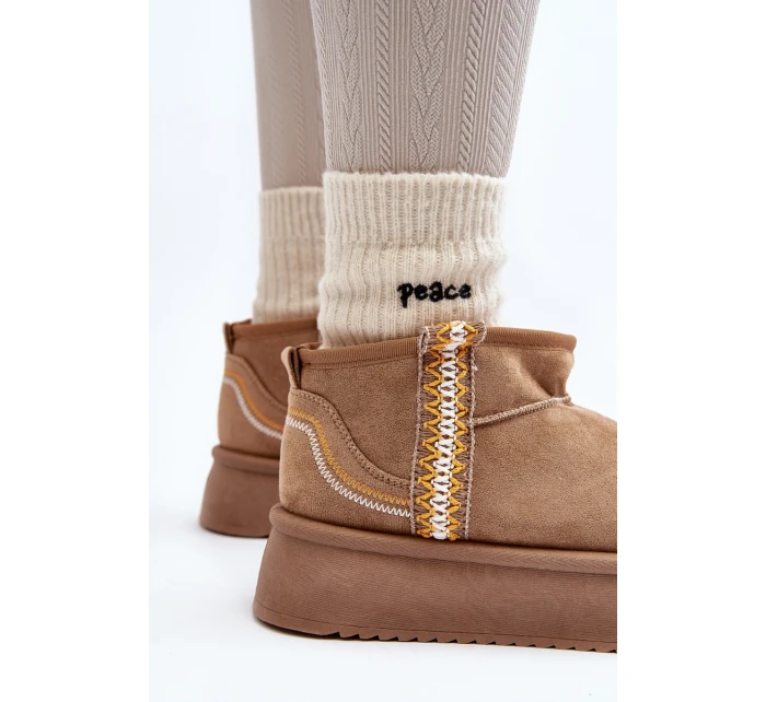 Sněhule na platformě se vzorem světle hnědé model 21645939 - Boto