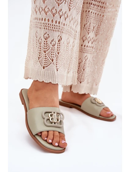 Ploché Dámské Pantofle S Ozdobným Detalem Zelené model 21699585 - Boto