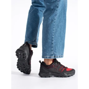 Módne červené dámske trekingové topánky