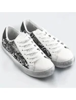 Bielo-čierne dámske trampky so zvieracím motívom - had (6343)