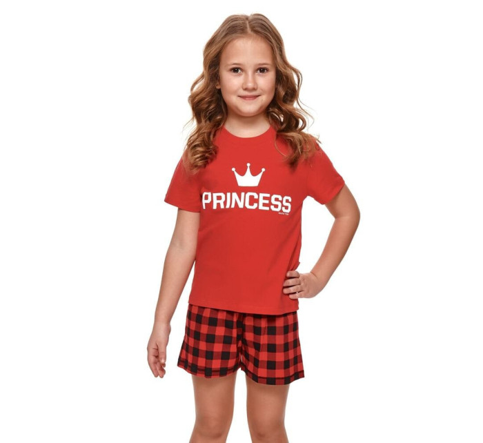 Krátke dievčenské pyžamo Princess červené