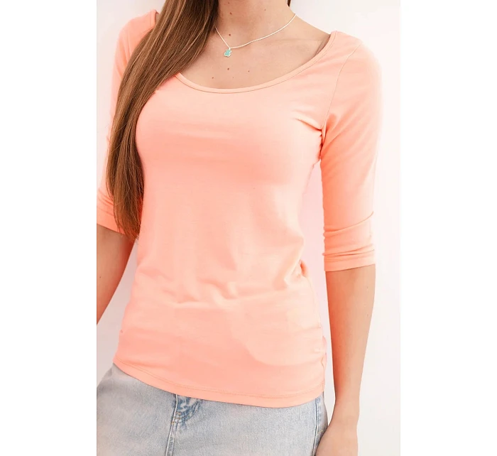 Halenka s kulatým výstřihem lososová