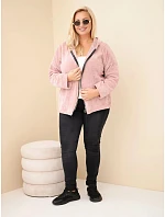 Dámská mikina Plus Size manšestrová s kapucí a zipem oversize tmavě pudrová růžová Dámská mikina Plus Size manšestrová s kapucí a zipem oversize tmavě pudrová růžová