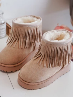 Ocieplane Botki Śniegowce Dziecięce Z Ozdobnymi Frędzlami Beżowe Nimia