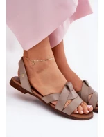 Zazoo 40185 Wygodne Skórzane Wsuwane Sandały Ciemnobeżowe