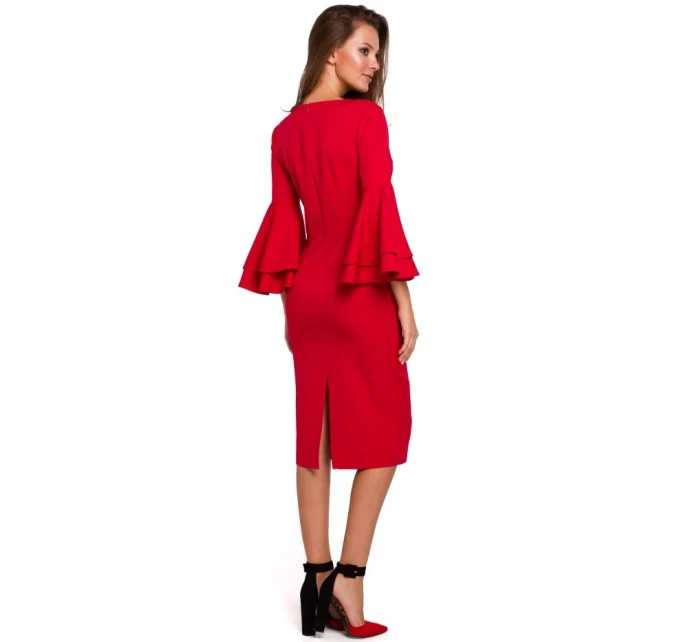 K002 Plášťové šaty s volánikovými rukávmi - čierne