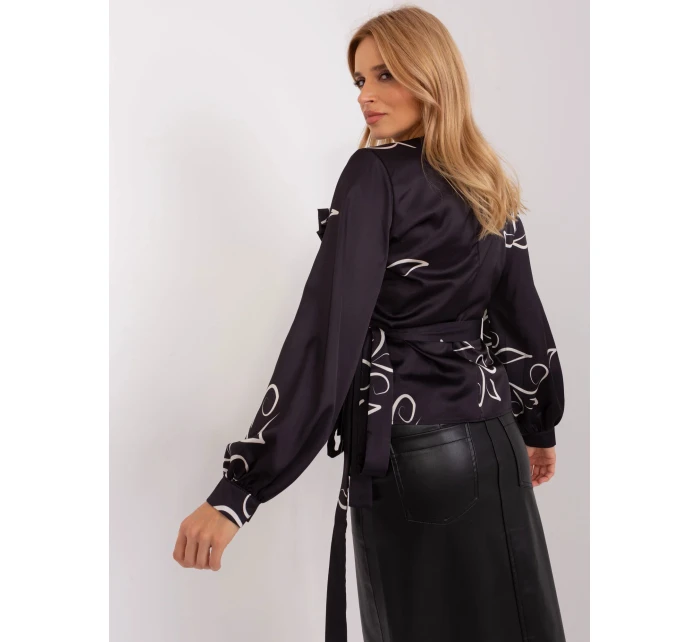 Dámská halenka LK BZ model 21755601 Černá vzor - FPrice Dámská halenka LK BZ model 21755601 Černá vzor - FPrice