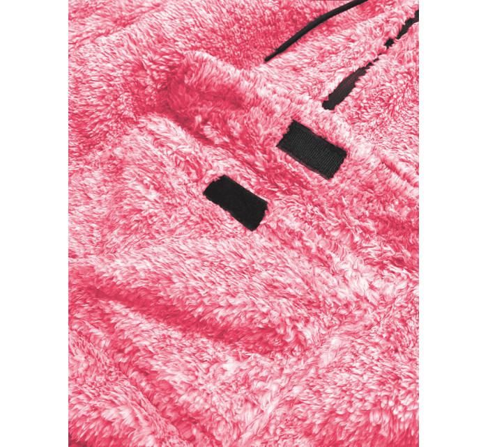 Ružová melanžová plyšová dámska mikina (HH008-51)