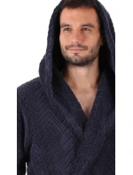 pánský župan Athena s kapucí tmavě modrá