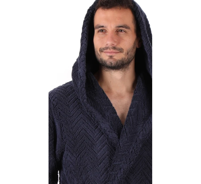 pánský župan Athena s kapucí tmavě modrá