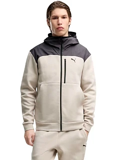 Pánská mikina Puma Tech Material Mix Full-Zip Hoodie, béžová, 694490 82